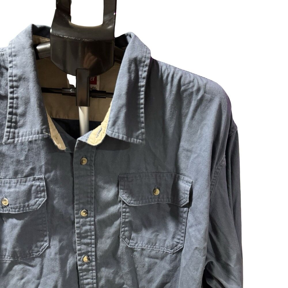 Set Of 2 Wrangler Premium Quality Shirt Adult 3XL Blue Pockets Button Up Cotton - Picture 9 of 12